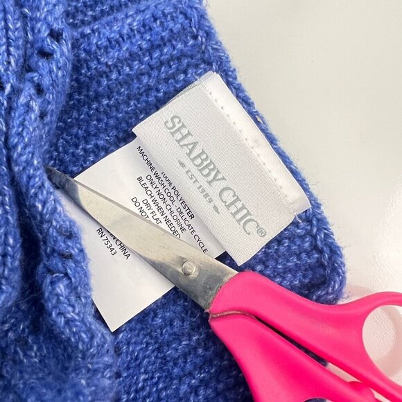 Shabby Chic  Decorative Throw Blanket 50" X 60" Blue Knit polyester   NWT - Picture 5 of 7